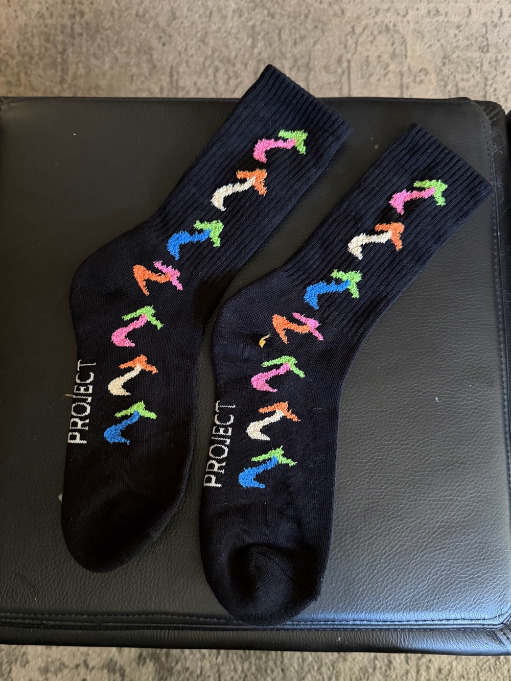 Parks Project Unisex Black Crew Socks with Multicolor Mushrooms